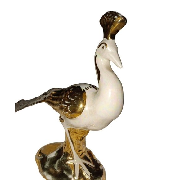 Vintage Bel-Air Pottery USA Lusterware with Gold Gifting Set of 3 Peacocks - Picture 4 of 16